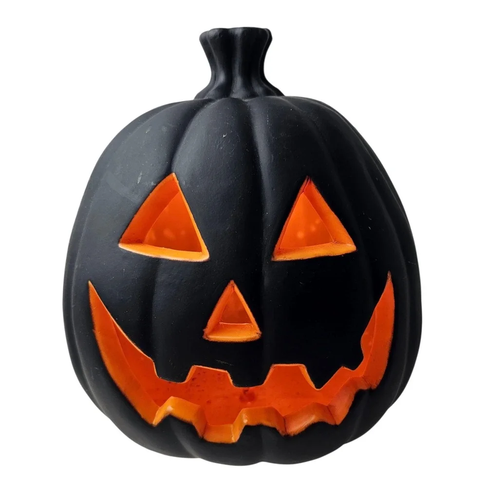 Black Halloween Pumpkin Decoration Light‎ Up Jack O Lantern Decor